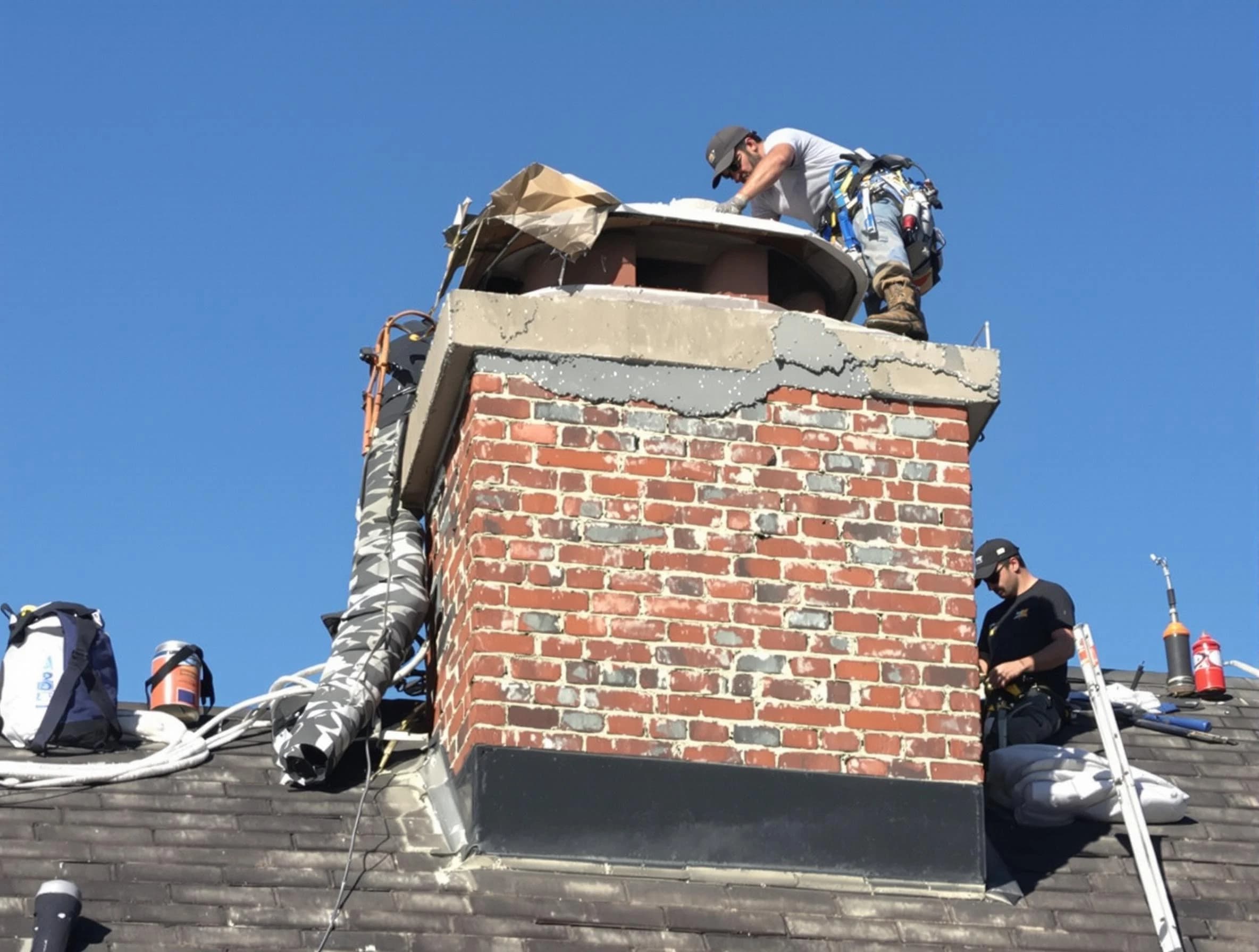 Kirtland AFB Chimney Sweep installing a custom chimney crown in Kirtland AFB, NM