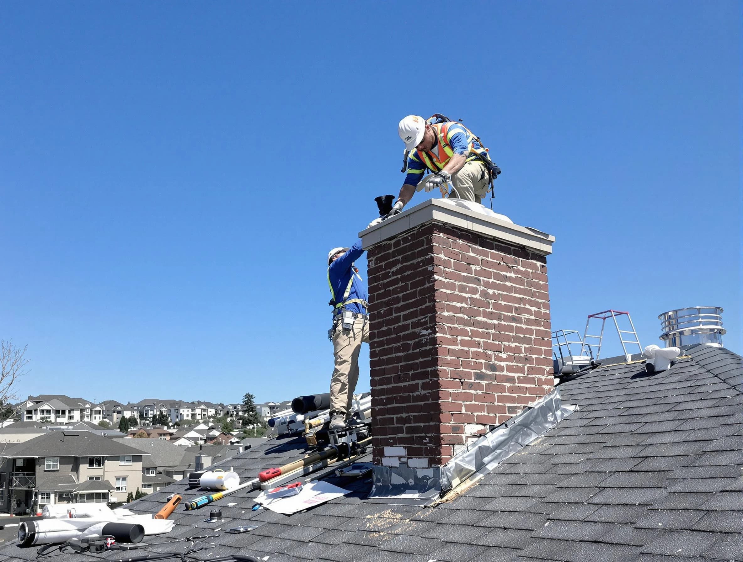 Kirtland AFB Chimney Sweep repairing a chimney crown in Kirtland AFB, NM
