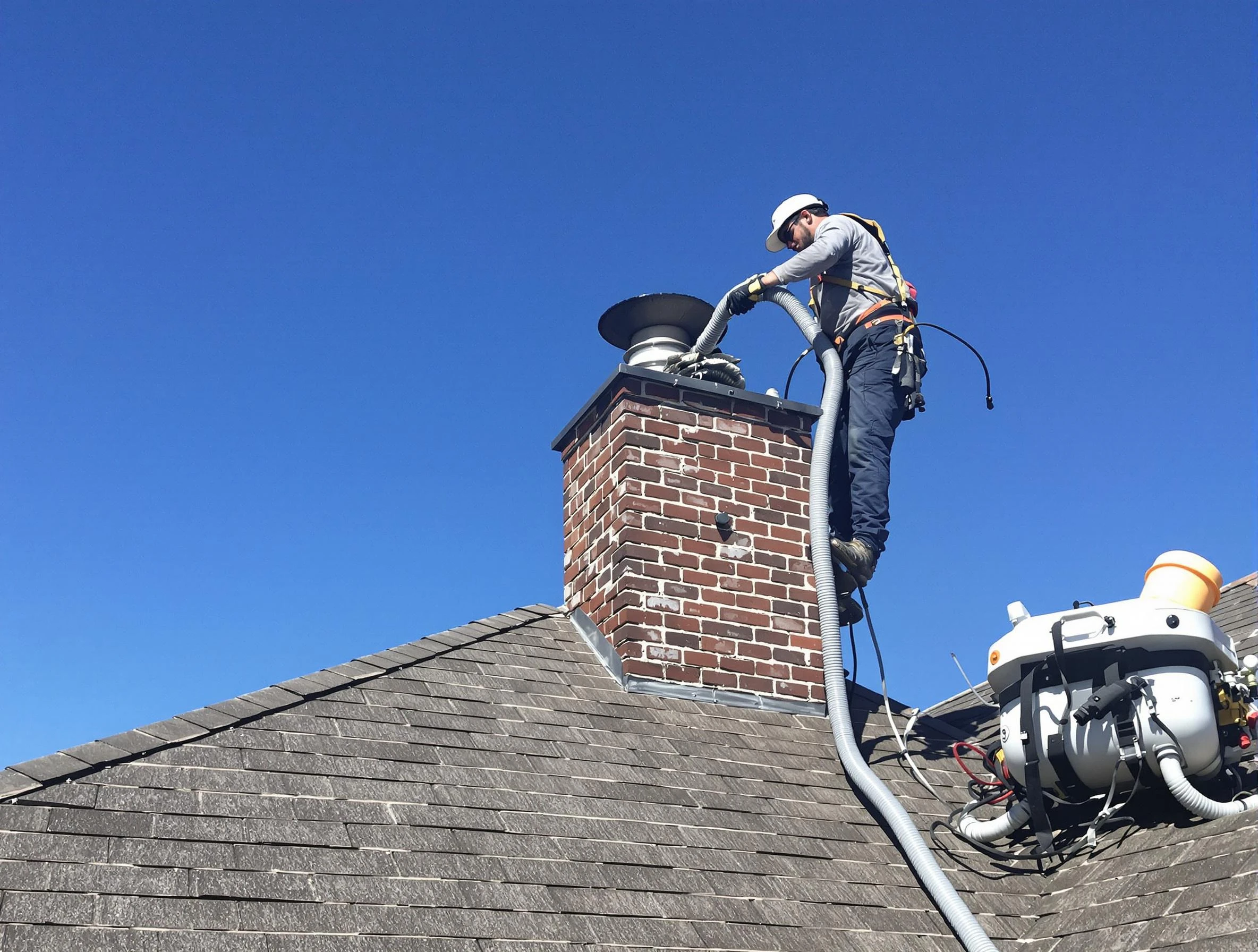 Dedicated Kirtland AFB Chimney Sweep team member cleaning a chimney in Kirtland AFB, NM